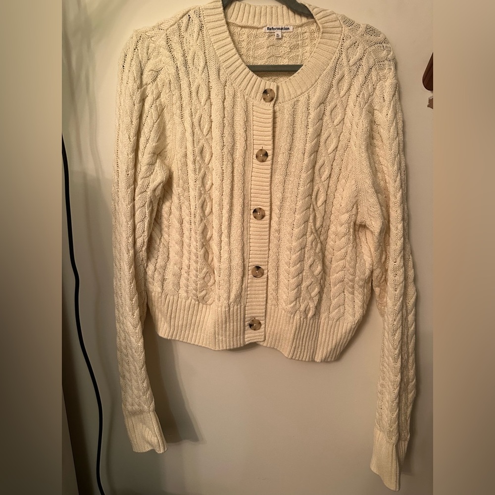 Reformation cable knit cardigan